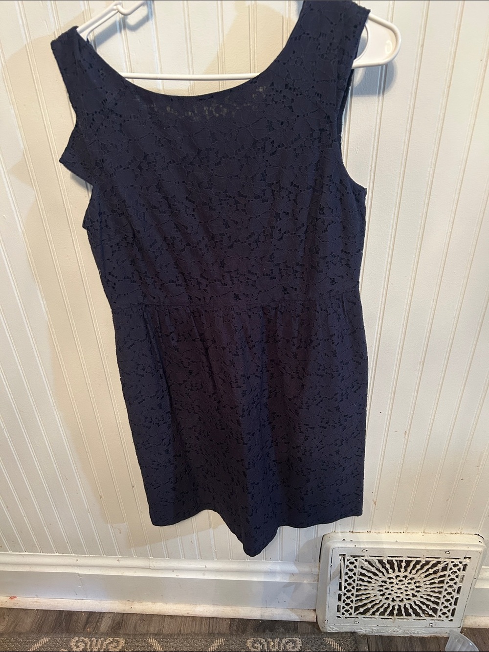 J. Crew Navy Lace Sleeveless Scoop-Neck Dress